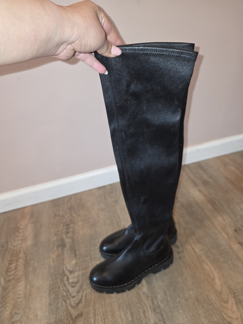 La CANADIENNE Black Over-the-Knee Leather and Suede Boots
